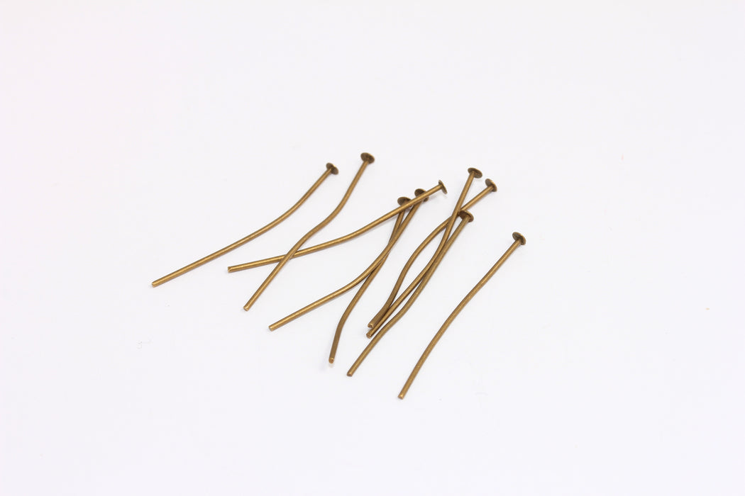 35mm Antique Bronze Head Pins, Flat Head Pins, Jewelry Making, DOM72