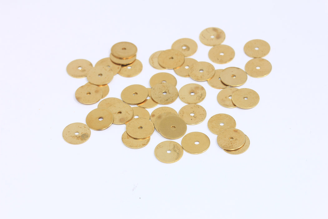 9mm Raw Brass Coins, Disc Charms, Center Hole Beads, ETS154