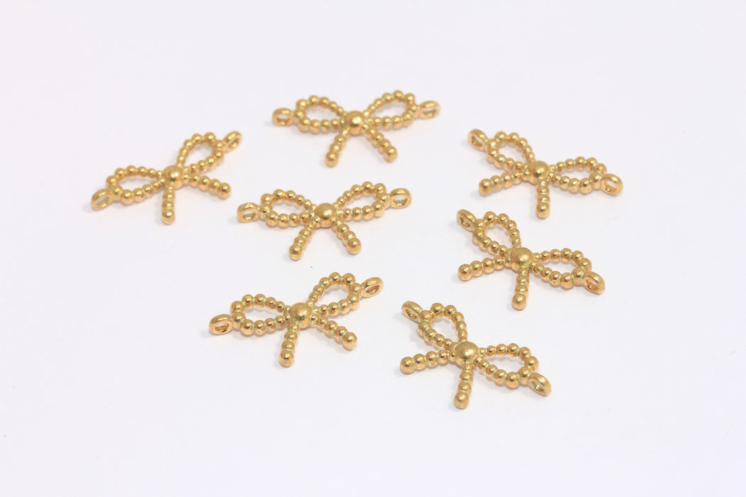 13x25mm Raw Brass Bow Charms, Bow Bracelet Connector, CR100