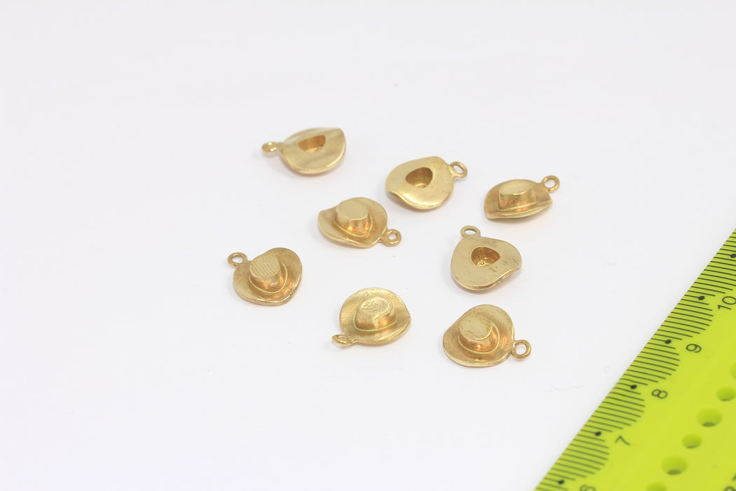 10x13mm Raw Brass Cowboy Charms, Brass Cowboy Hat Charms, CR80