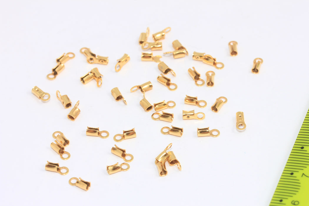 Raw Brass Crimp Beads, U Shape Crimp Covers, Inner Size 1,6mm Cord End Tips, CR6