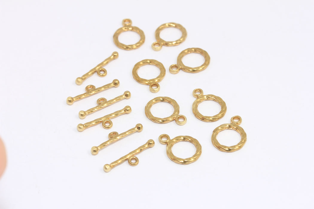 Raw Brass Toggle Clasp, T Bar Ring Fasteners, Braided Toggle Clasp, CR98