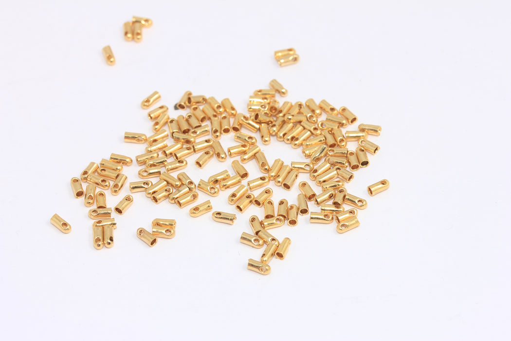 24k Shiny Gold Bead Caps, Inner Size 1,3mm, Cord Tip End Cap, CR28