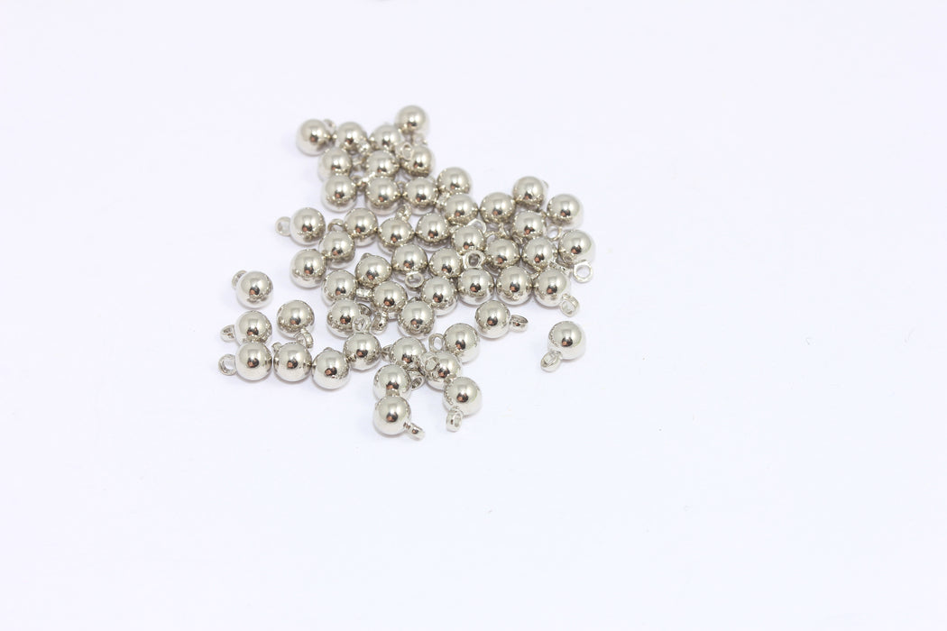 4mm Rhodium Plated Ball Beads, Ball Drop Bracelet Charms, HLS22