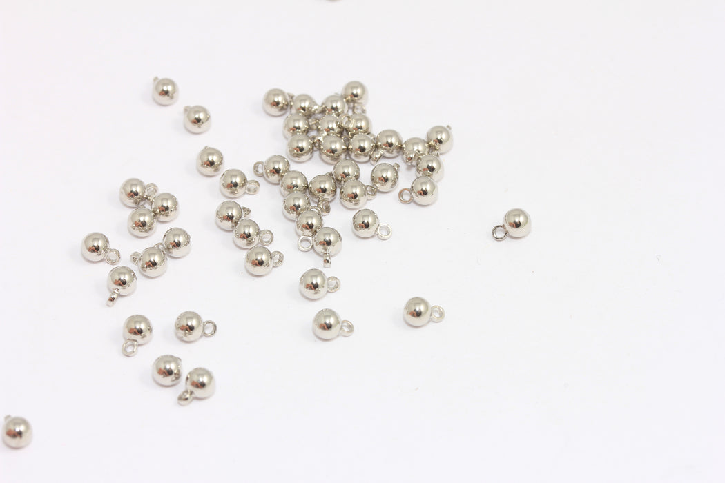 4mm Rhodium Plated Ball Beads, Ball Drop Bracelet Charms, HLS22