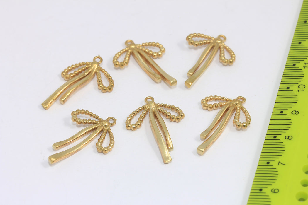 18x26mm Raw Brass Bow Charms, Bow Tie Necklace Pendant, CR77