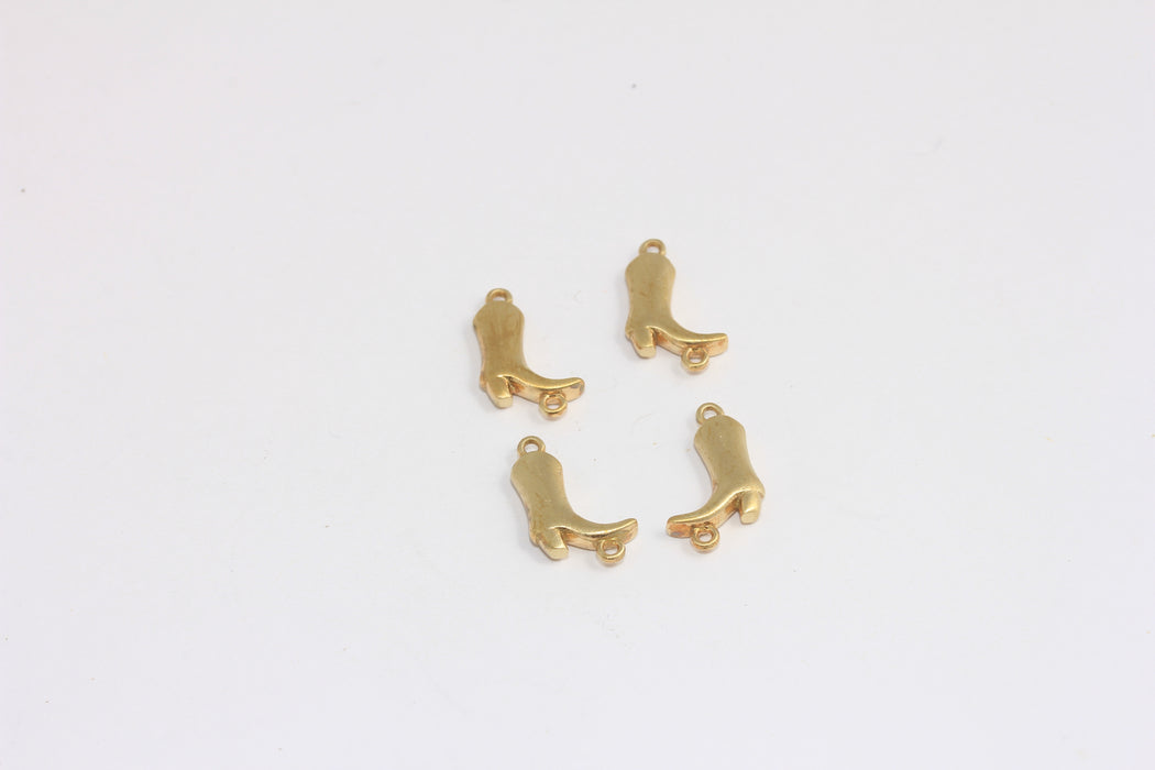 6x12mm Raw Brass Boot Connector Charms, Western Cowboy Boots Beads, CR82