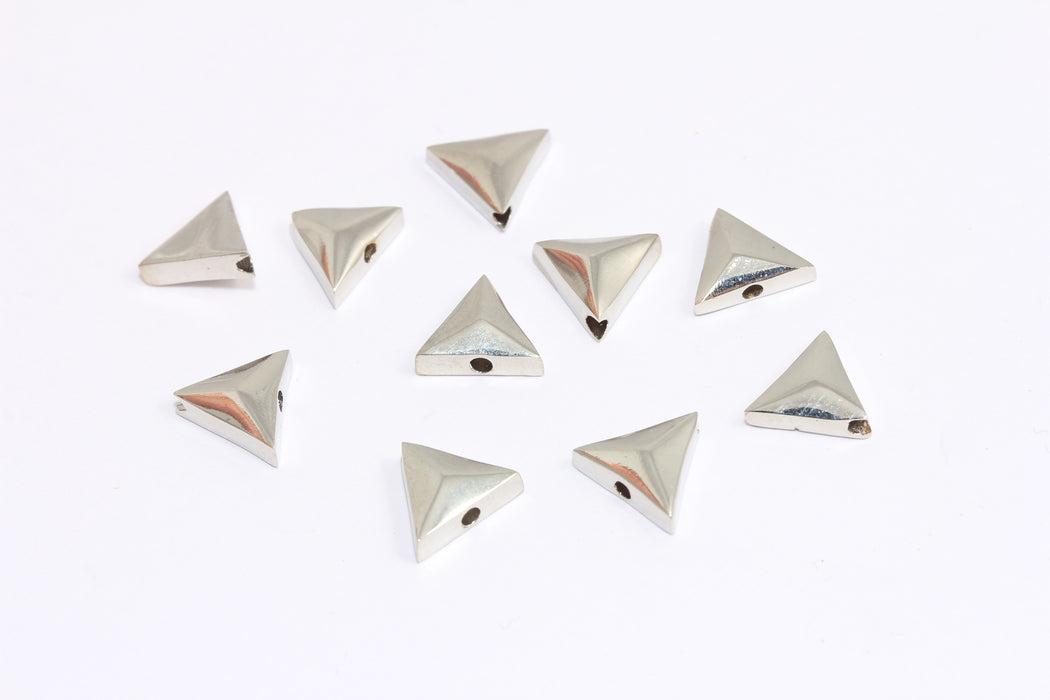 9x10mm Rhodium Triangle Charms, Triangle Beads, CR151