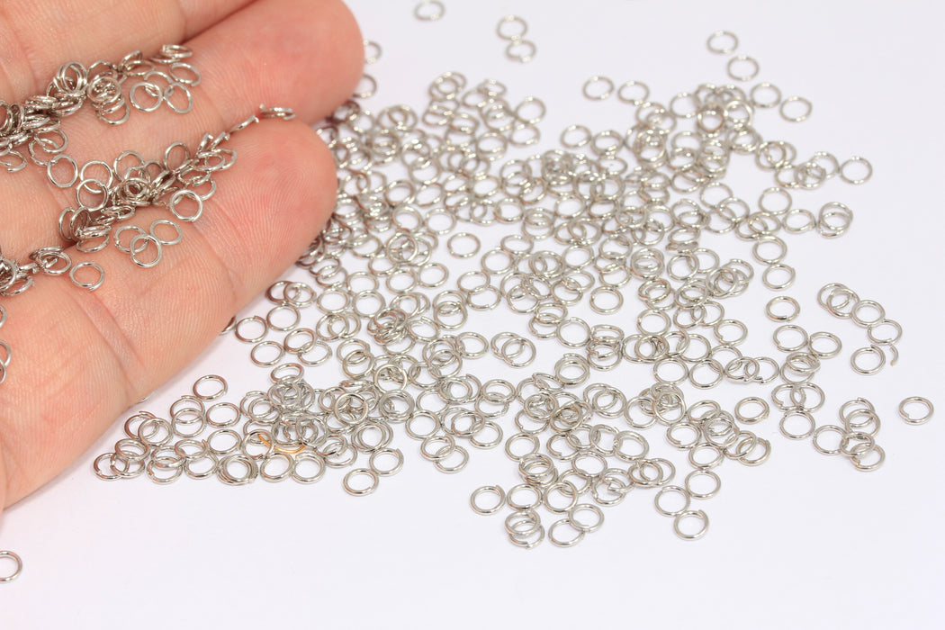 23 Ga 4mm Silver Color Jump Rings, Open Rings, Bracelet Connector Rings, CR177