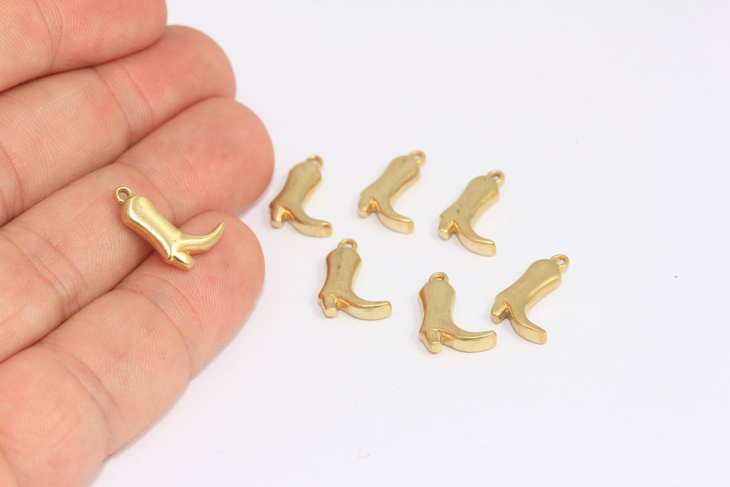 10x12mm Raw Brass Boot Charms, Boot Pendant, Cowboy Jewelry, BXB437-3