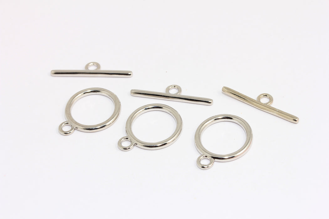 19mm Rhodium Plated Toggle Clasp, Ring T Bar, T Bar Fasteners, XP65