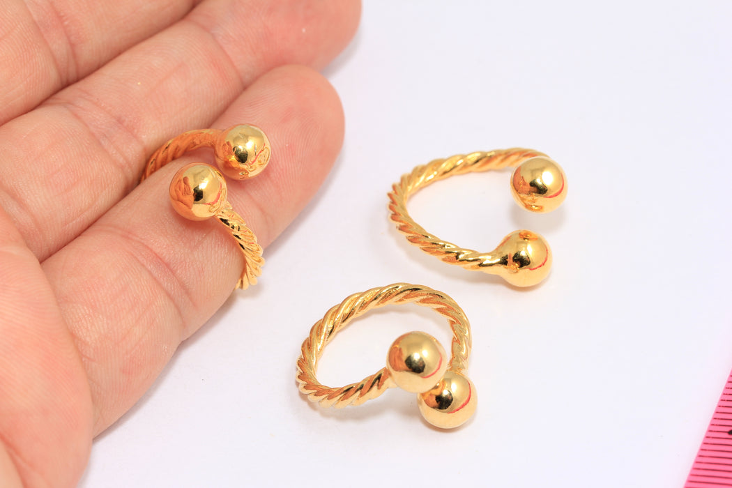 17-19mm 24k Shiny Gold Ball Ring, Open Braided Minimalist Ring, XP149