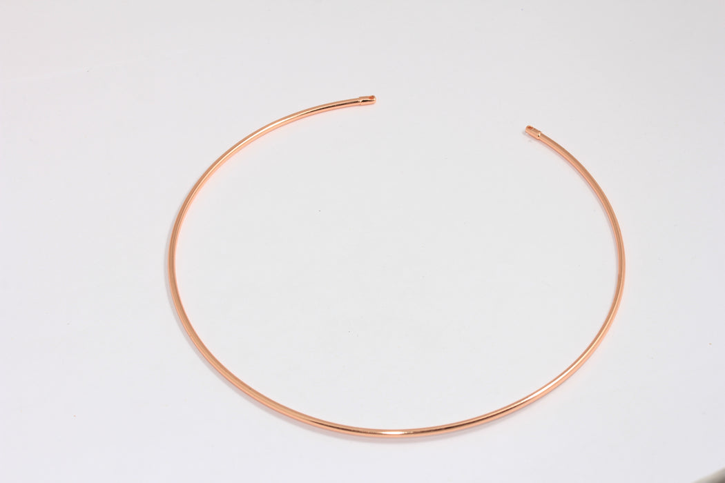 2mm Rose Gold Plated Choker, Wire Choker Necklace, Adjustable Necklace, BXB327-5