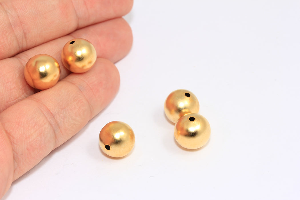 12mm 24k Matt Gold Ball Beads, Round Ball Spacer Beads, BRT381