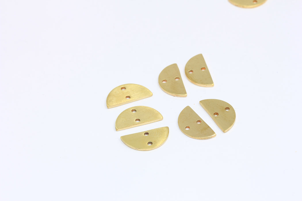 8x16mm Raw Brass Moon Charms, Semicircle Pendant, Two Hole Connector, SOM111