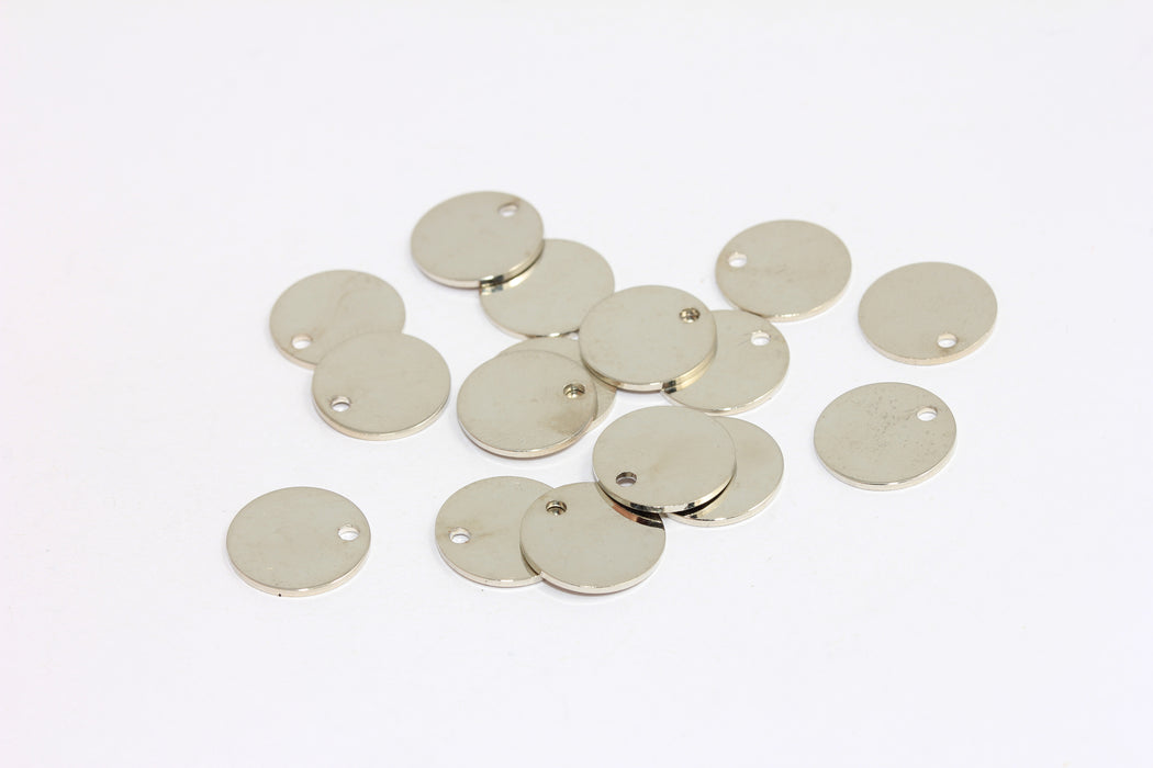 12mm Rhodium Plated Round Charms, Round Disc, Stamping Tag, BRT522