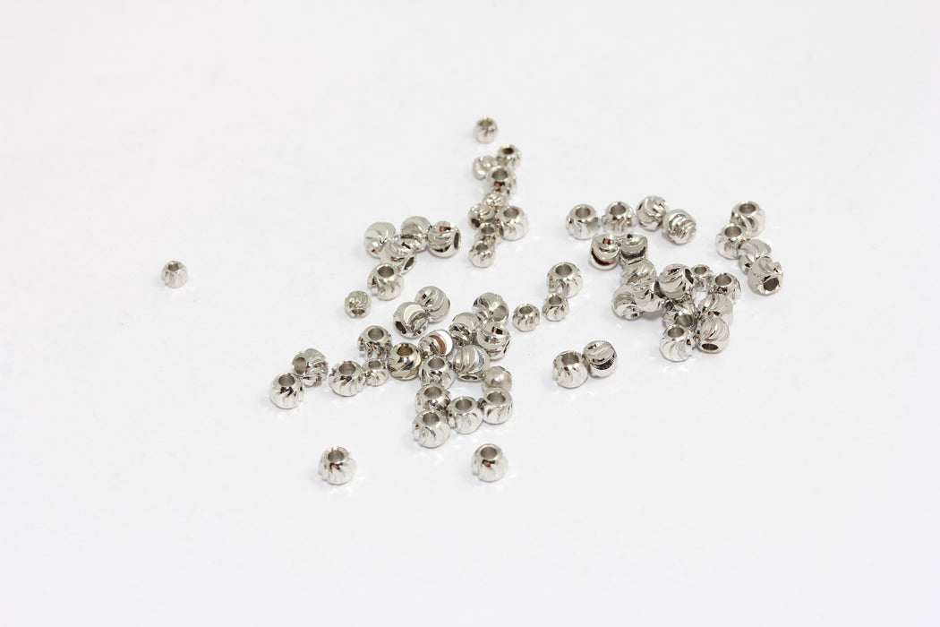 4mm Silver Plated Laser Cut Beads, Faceted Beads,laser cut BRT165