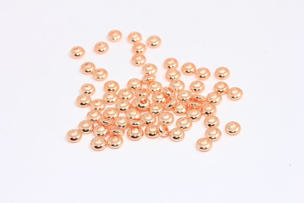 4,5mm Rose Gold Spacer Beads, Rondelle Beads, Bracelet Charms, ROSE91