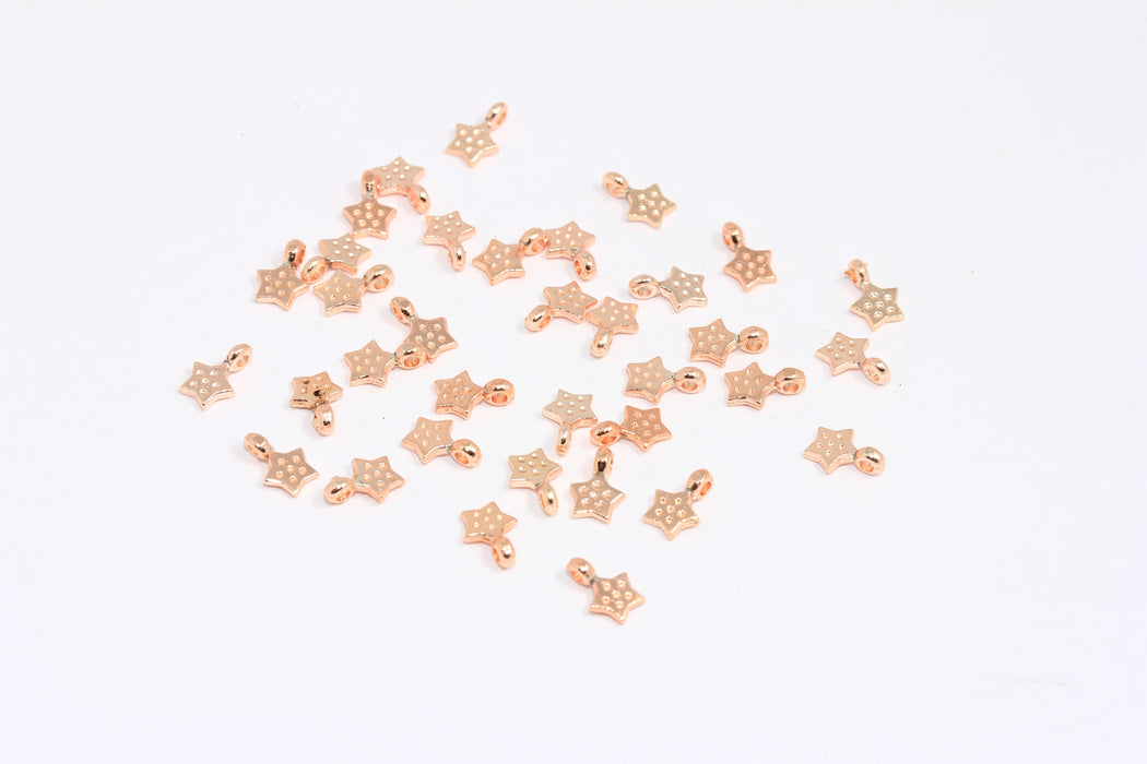 5x7mm Rose Gold Star Charms, Star Pendant, Rose Gold Bracelet ROSE217