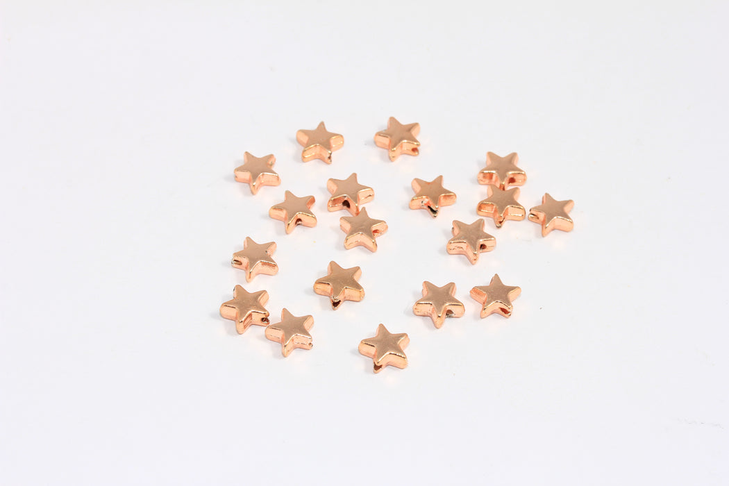 8mm Rose Gold Plated Star Beads, Center Hole Star Beads, ROSE226