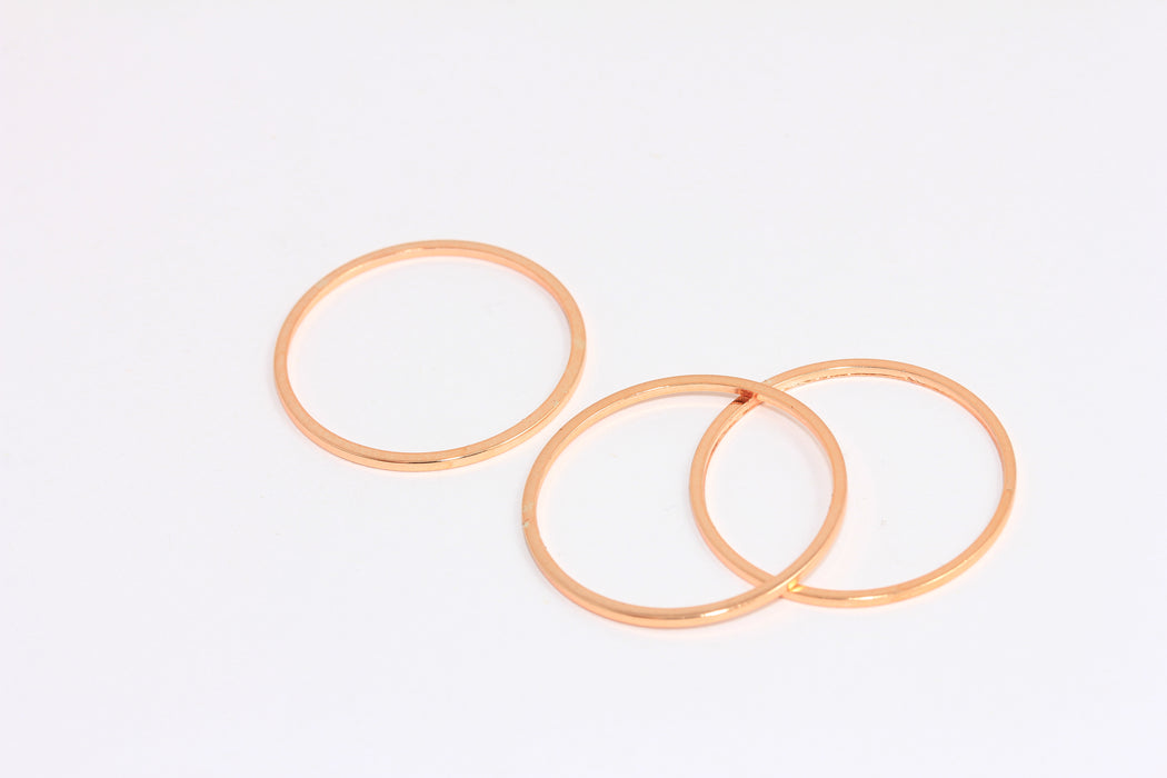 25mm Rose Gold Plated Closed Ring, Connector Charms, Round Connector, Circle Connectors, ROSE393