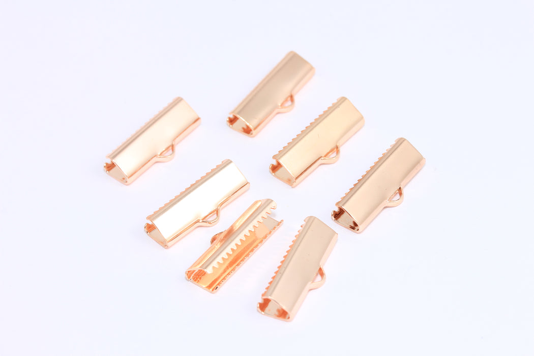 19mm Rose Gold Ribbon Crimps, Cord End, Fasteners Clasp, Crimp Clasps, Ribbon Claws, ROSE326