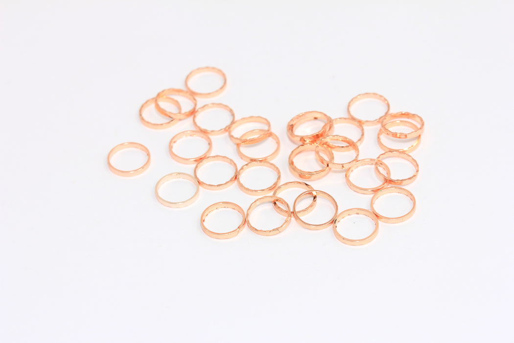 8mm Rose Gold Plated Closed Rings, Circle Charms, Faceted Connector Ring, ROSE395