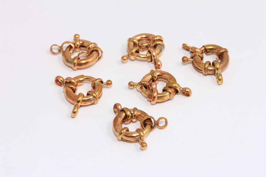 13mm Raw Brass Spring Clasp, Round Clasp, Ring Clasps, Strong Spring Clasp, Raw Brass Clasp, CLO8