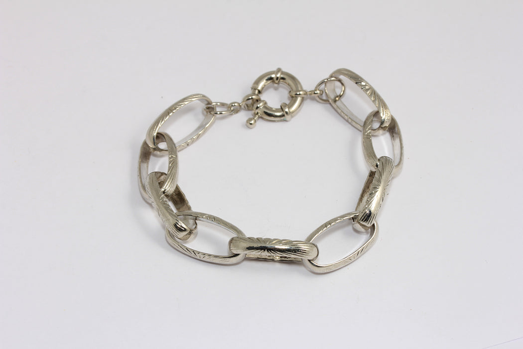 Rhodium Plated Chain Link Bracelet, Oval Link Bracelet, Statement Bracelets, Optional Size Bracelets, ROSE493-2