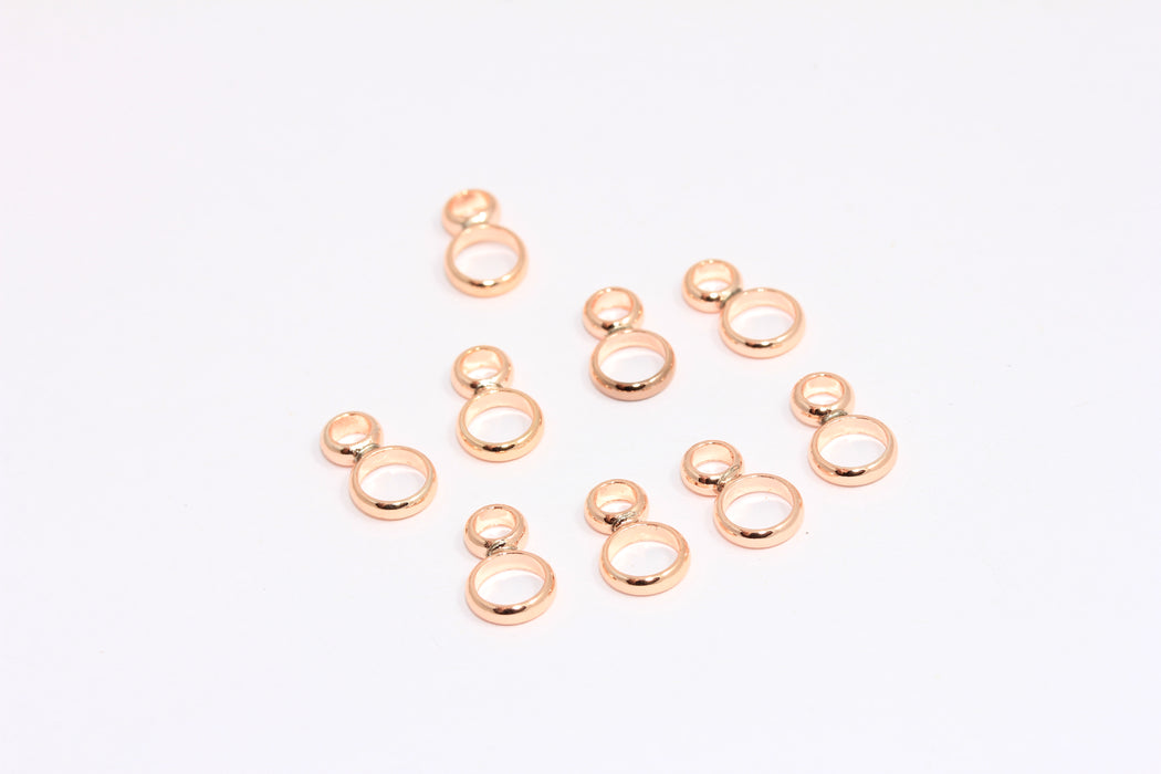 Rose Gold Plated Beads, Connector Beads, Two Hole Connector, Two Loop Spacer Beads, ROSE536