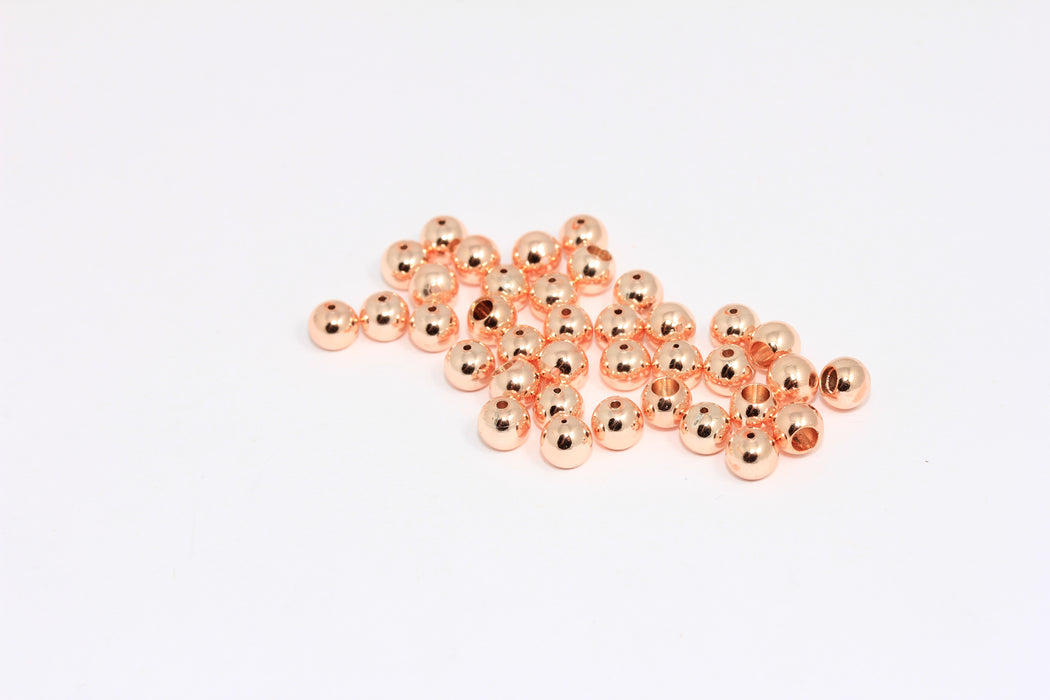 4,6mm Rose Gold Plated End Caps, Inner Size 2,5mm, Small Ball End Caps, ROSE633