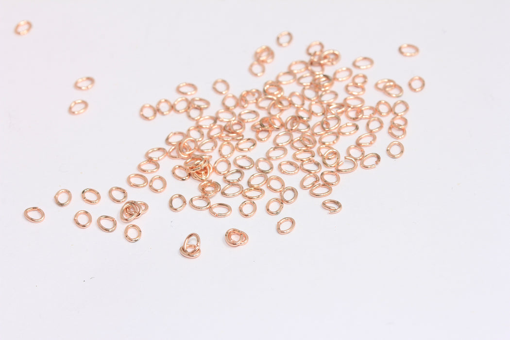 4mm Rose Gold Plated Oval Jump Rings, Rose Gold Connector, Open Jump Rings, ROSE554