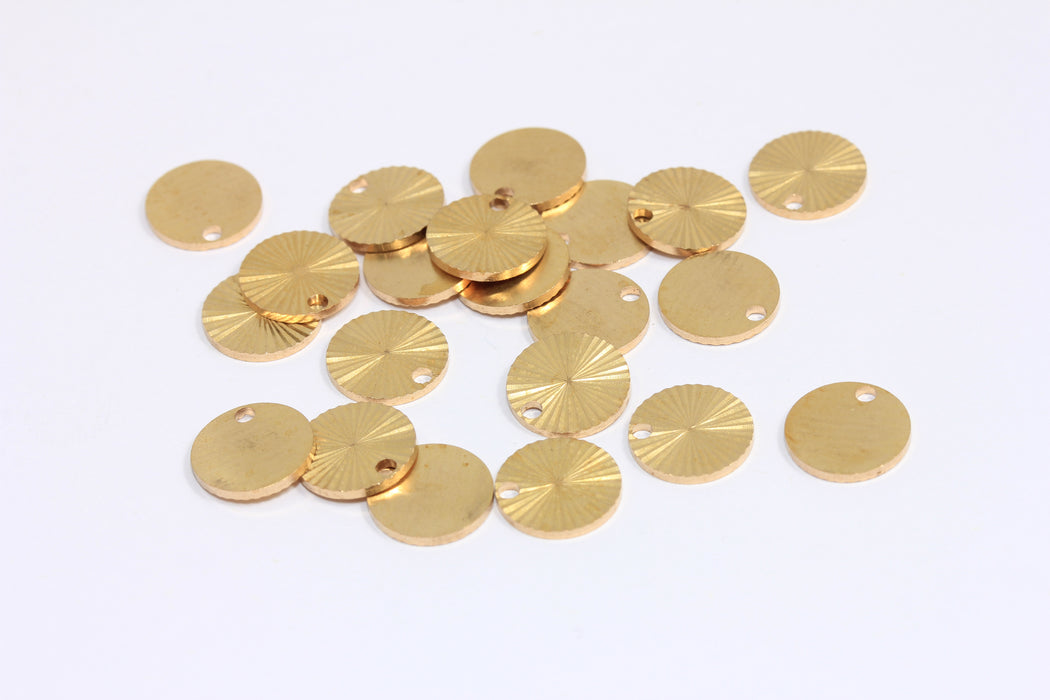 10mm Raw Brass Coins, Coin Charms, Drop Charms, Textured Coin Beads, BRT503