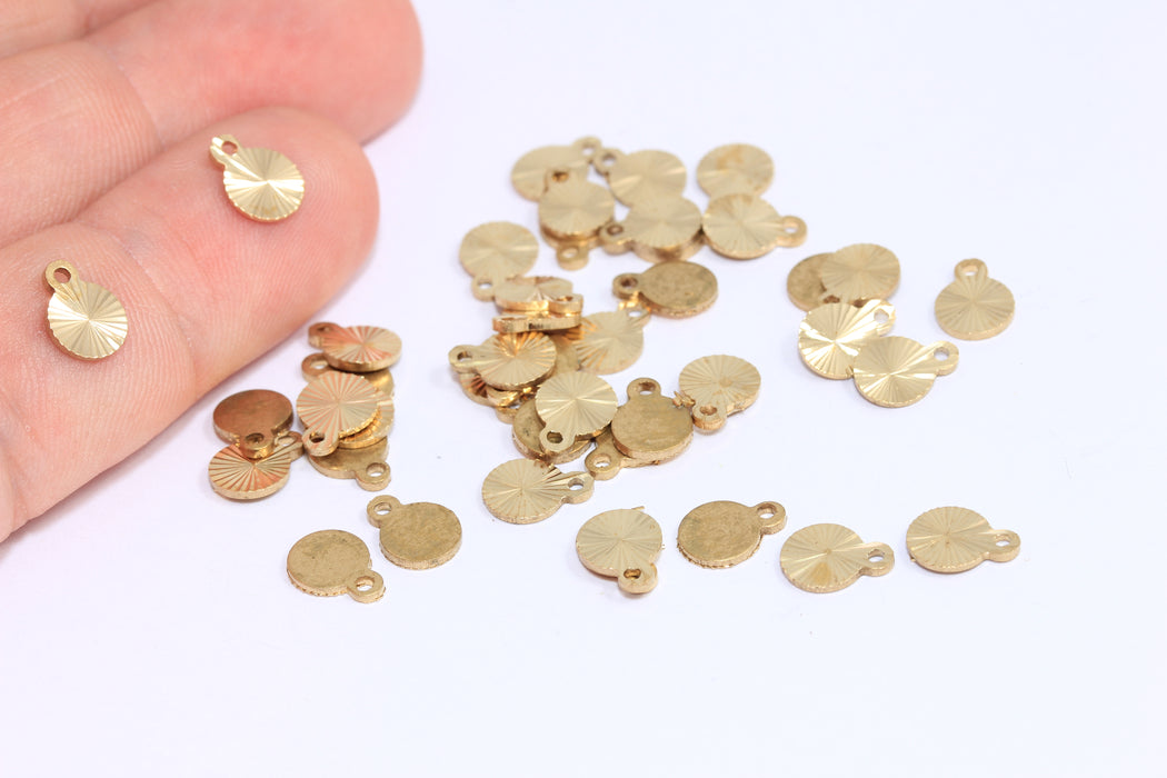 6mm Raw Brass Coins, Coin Charms, Drop Charms, Textured Coin Beads,BRT529