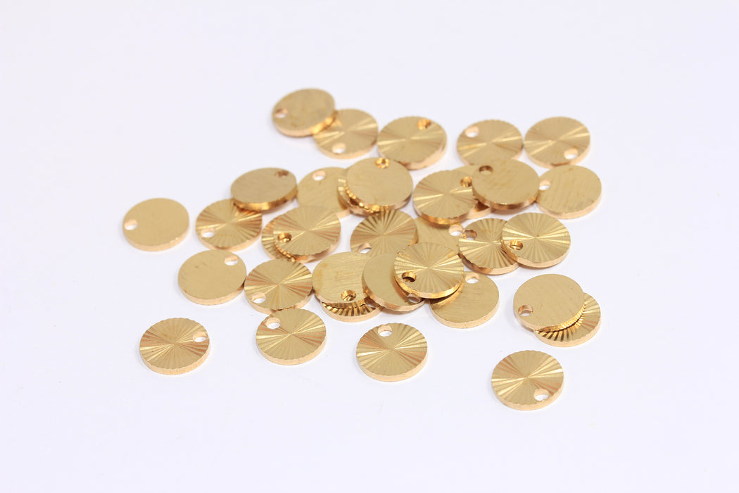 8mm Raw Brass Coins, Coin Charms, Drop Charms, Textured Coin Beads, BRT494