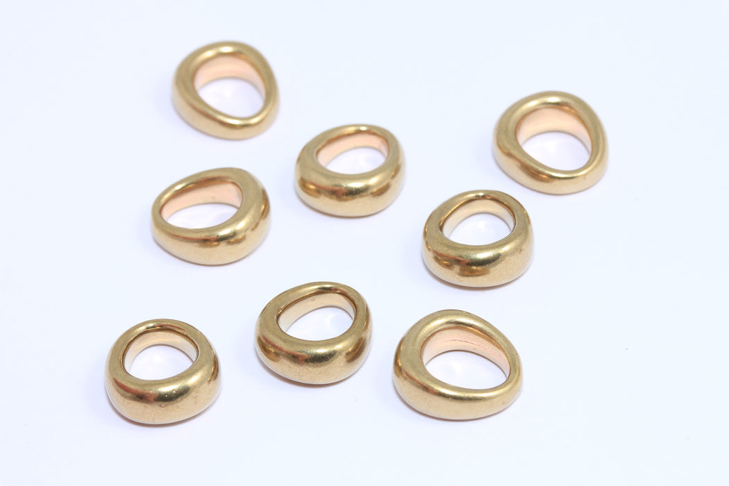 13x14mm Raw Brass Ring Connector, Oval Brass Charms, Irregular Circle Connectors, KPT73