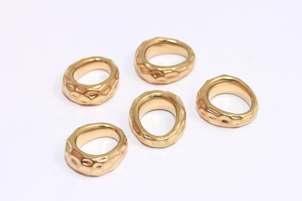 16x18mm Raw Brass Ring Connector, Oval Hammered Brass Charms, Irregular Circle Connectors, KPT74