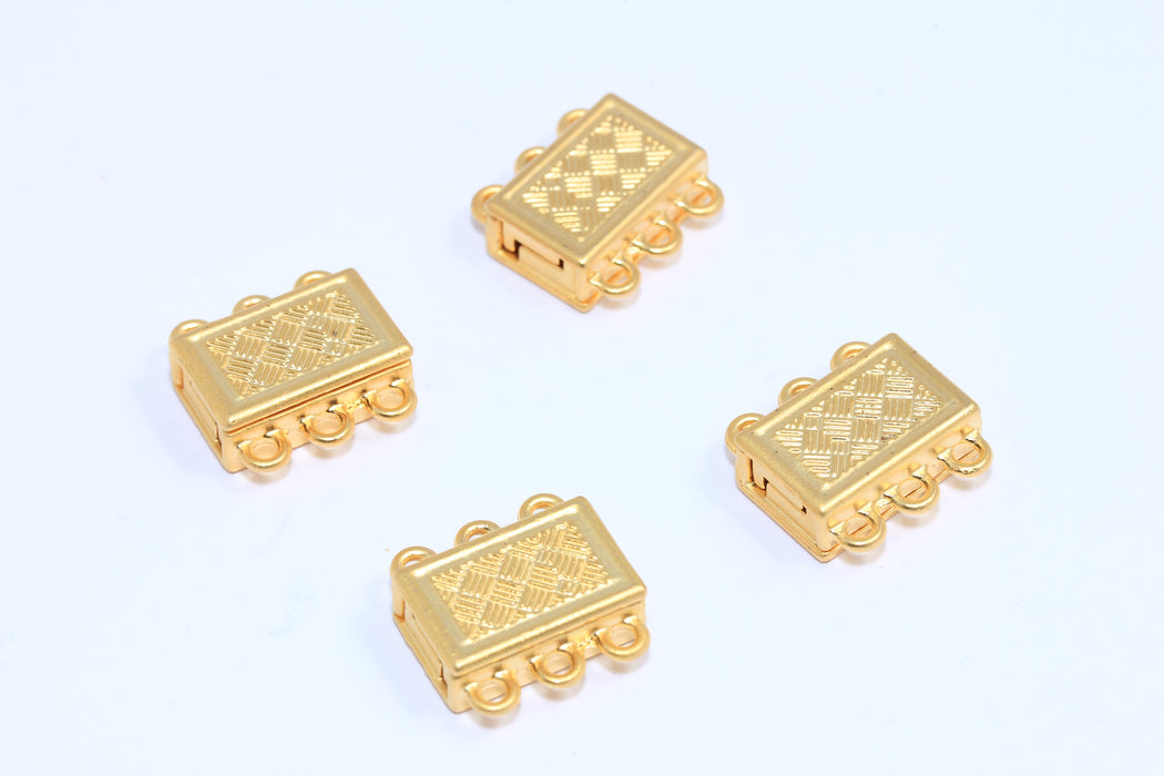 10x16mm 3 Loop Connector, Multi Strand Clasps, Magnetic Bracelet Closure, MGN2