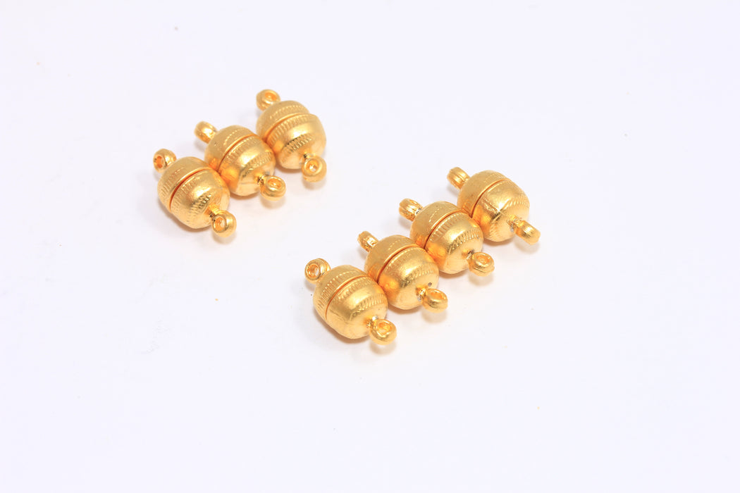 7x9mm 24k Matt Gold Magnetic Clasp, Half Ball Magnetic Clasp, Ball End Caps, MGN1