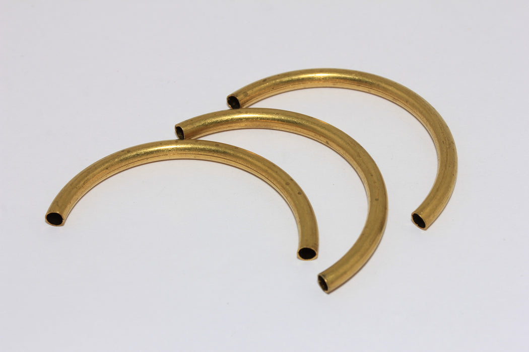 4x50mm Raw Brass Curved Tubes, Cuff Bracelet Curved Tubes, TBR95