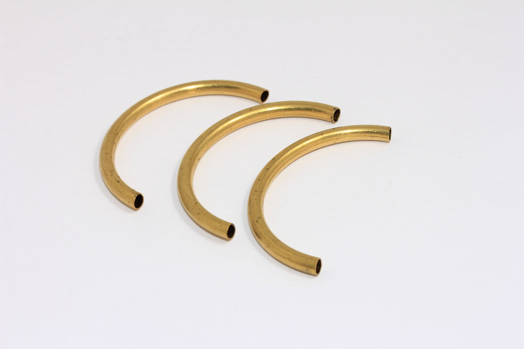 4x50mm Raw Brass Curved Tubes, Cuff Bracelet Curved Tubes, TBR95