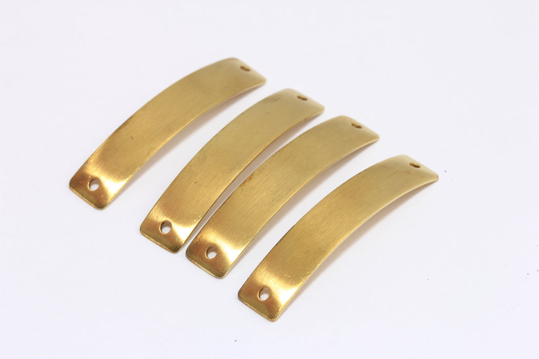 8x40mm Raw Brass Curved Bar, Bracelet Connector Bar, Raw Brass Stamping Bar Blank, Two Hole Blank Bar, AE47