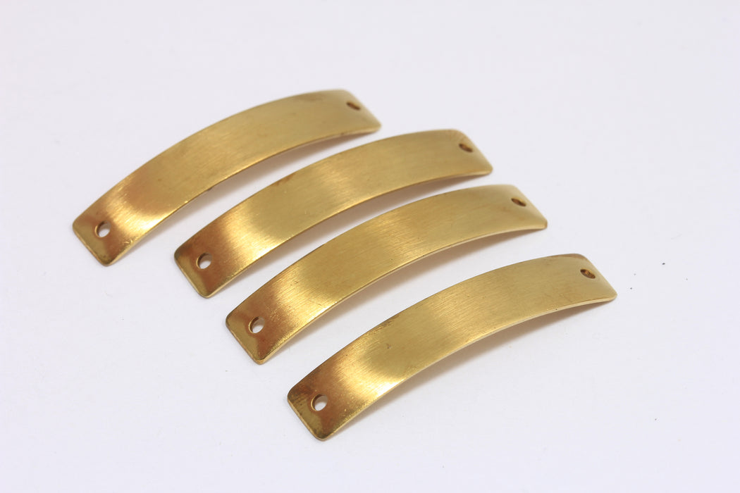 8x40mm Raw Brass Curved Bar, Bracelet Connector Bar, Raw Brass Stamping Bar Blank, Two Hole Blank Bar, AE47