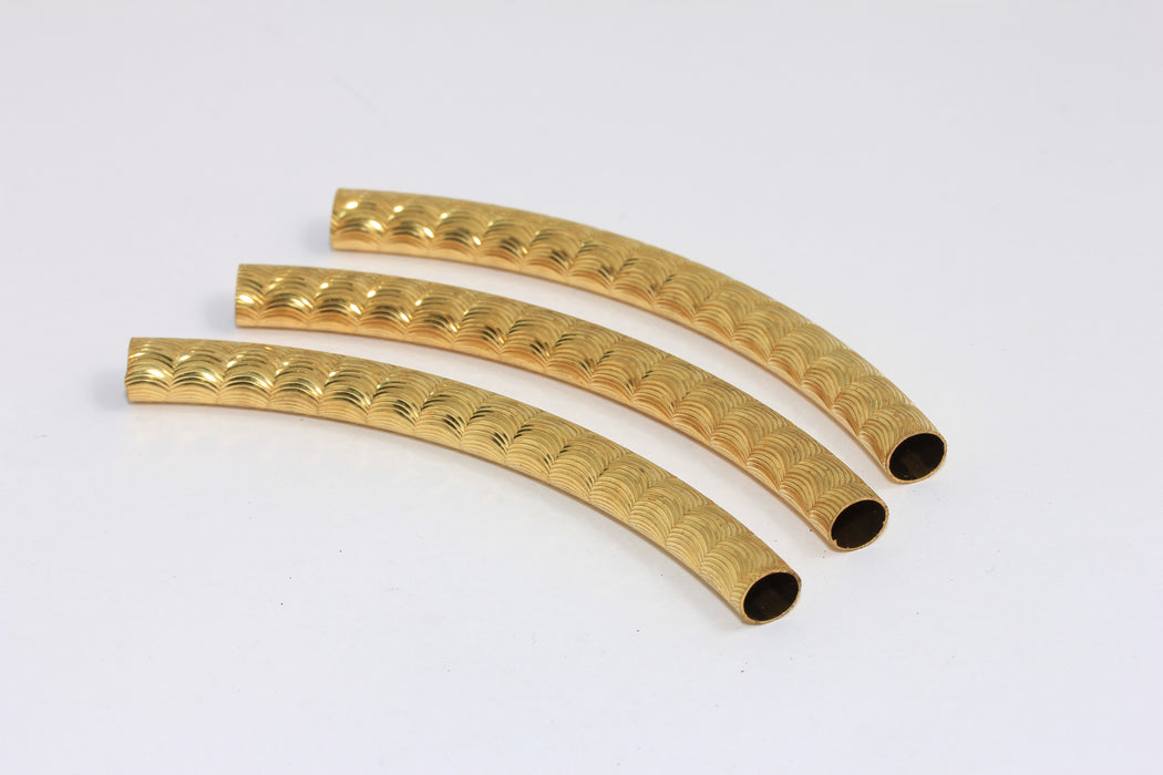 7,5x90mm Raw Brass Curved Tubes,  Tube Pendant, Round Collar Tubes, TBR27