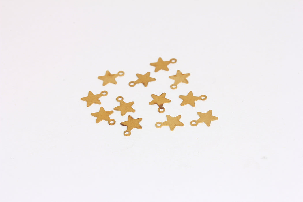 7,5x9mm Raw Brass Star Charms, Star Drop Beads, Raw Brass Mini Star Beads, FNL51