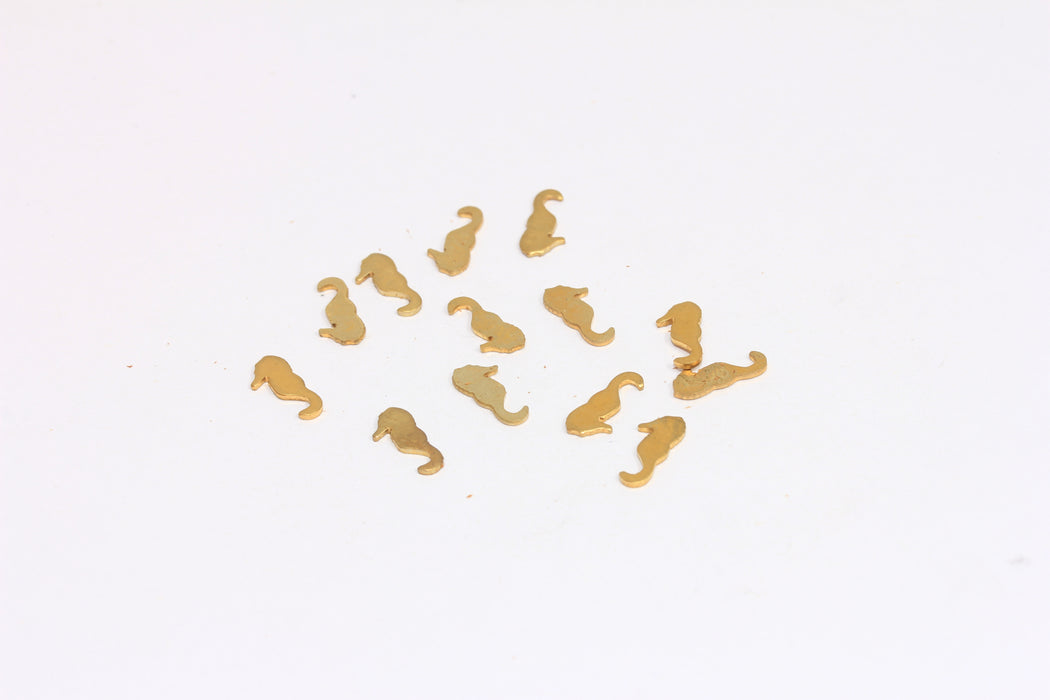 4x10mm Raw Brass Seahorse Beads, No Hole Seahorse Disc Charms, Bracelet Charms, FNL27