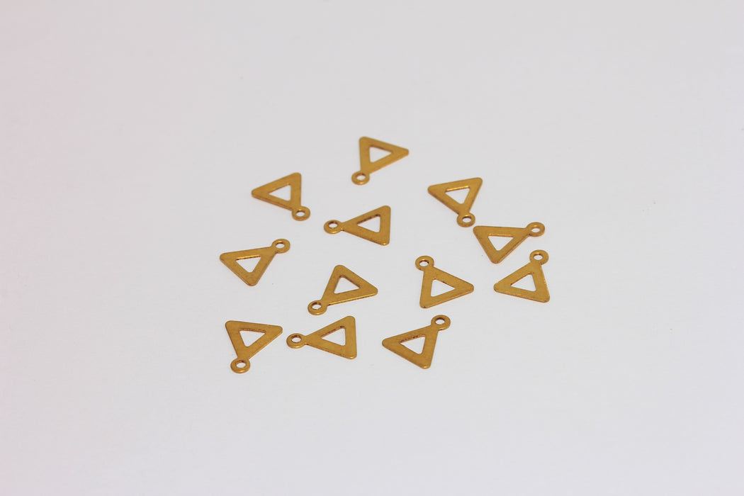 7x9mm Raw Brass Triangle Charms, Mini Outline Triangle Charms, FNL49