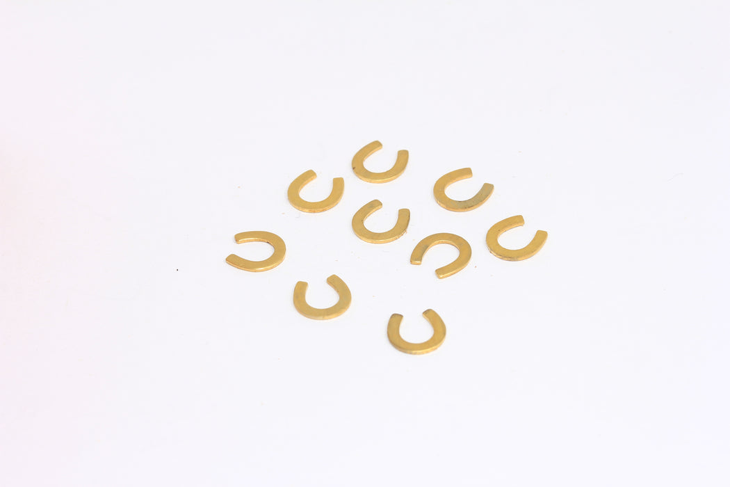 8mm Raw Brass Horseshoe Charms, No Hole Horseshoe Beads, Mini Lucky Charms, FNL36