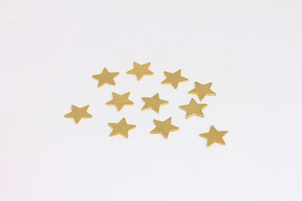 9mm Raw Brass Star Charms, Star Disc Charms, No Hole Star Beads, Stamping Star Charms, FNL33