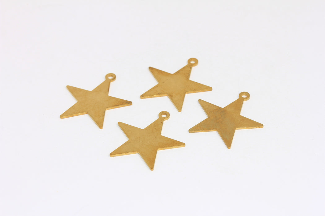 18mm Raw Brass Star Pendant, Star Disc Beads, Star Shaped Charms, Stamping Tag, FNL134